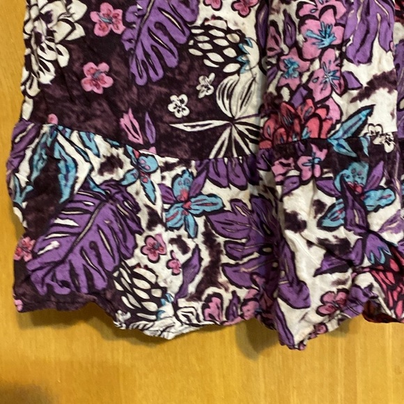 Xhilaration midi skirt pockets or strapless top ruffled hem purple flora… - Picture 3 of 10
